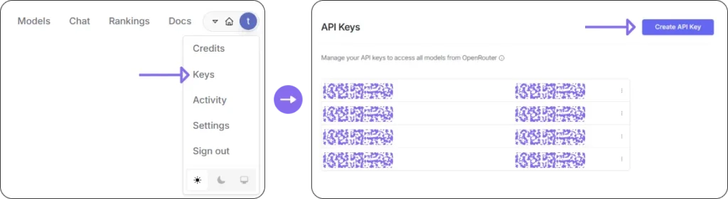 Get your API Key: Go to “Your API Keys” and create a new key. Copy it.