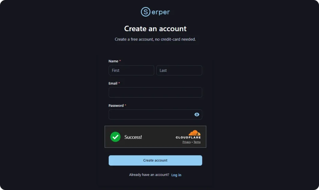 Sign up for an account on serper dev