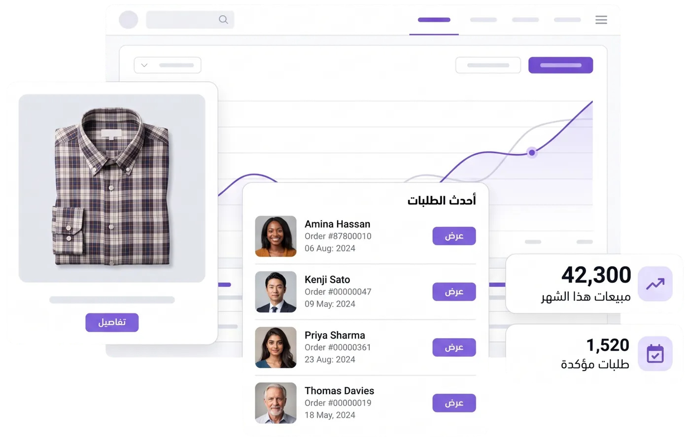 Online store preview: products, orders, and sales